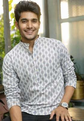 White Printed Linen Kurta For Men