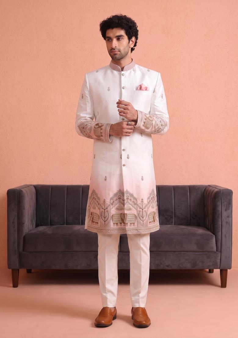 Multicolor Embroidery Satin Indo Western For Men - Indya