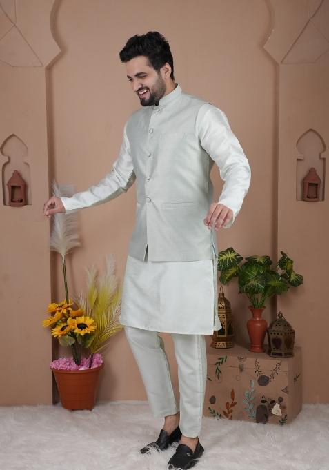 Pista Jacquard Silk Waistcoat For Men