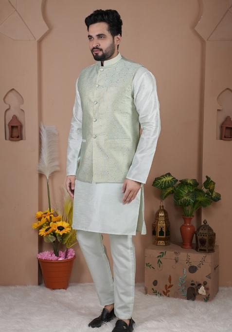 Pista Jacquard Silk Waistcoat For Men