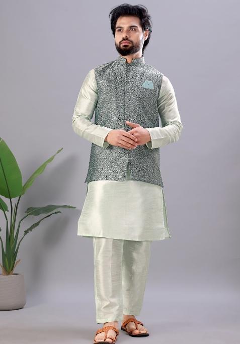 Pista Jacquard Silk Waistcoat For Men