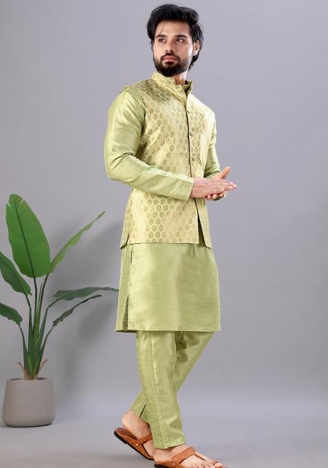 Neon Jacquard Silk Waistcoat For Men