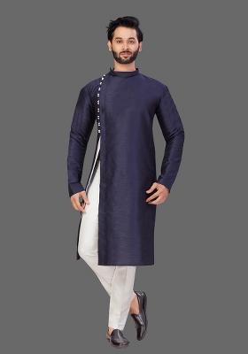White Solid White Kurta Set For Men