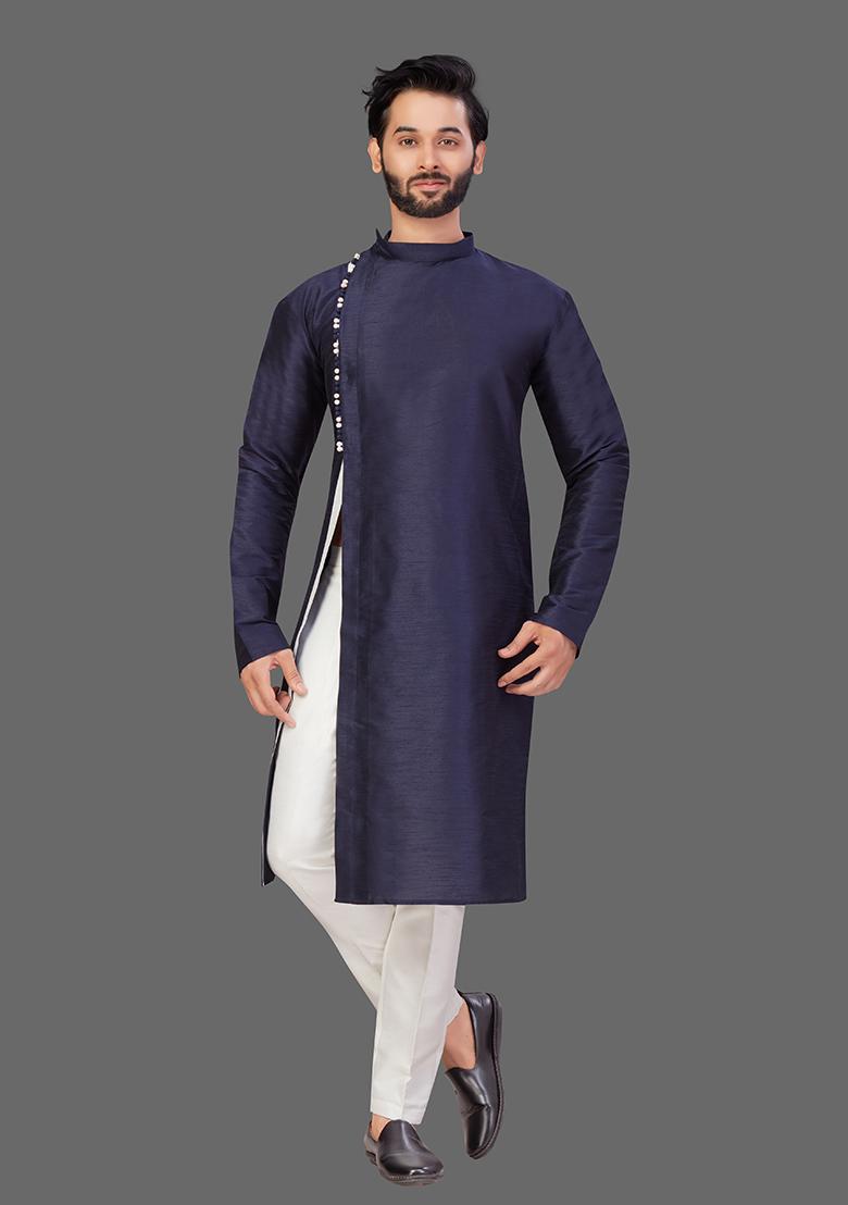 White Solid White Kurta Set For Men