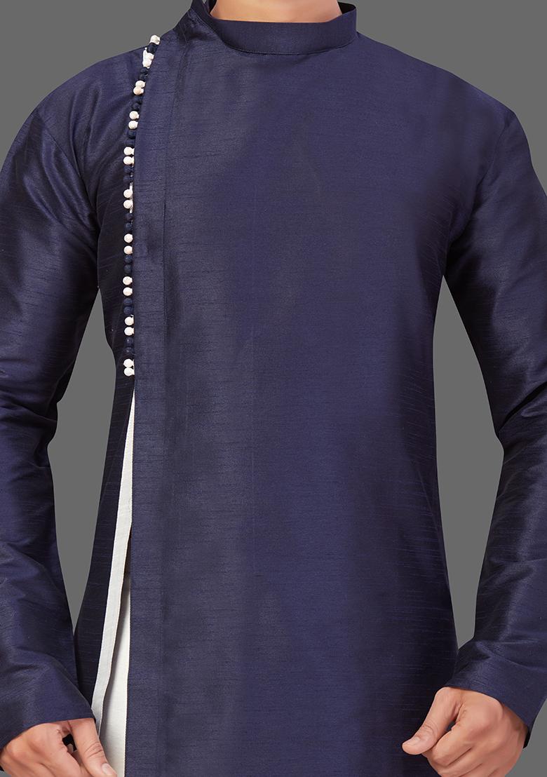 White Solid White Kurta Set For Men