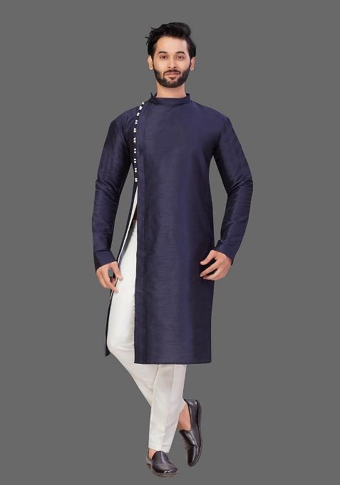 White Solid White Kurta Set For Men