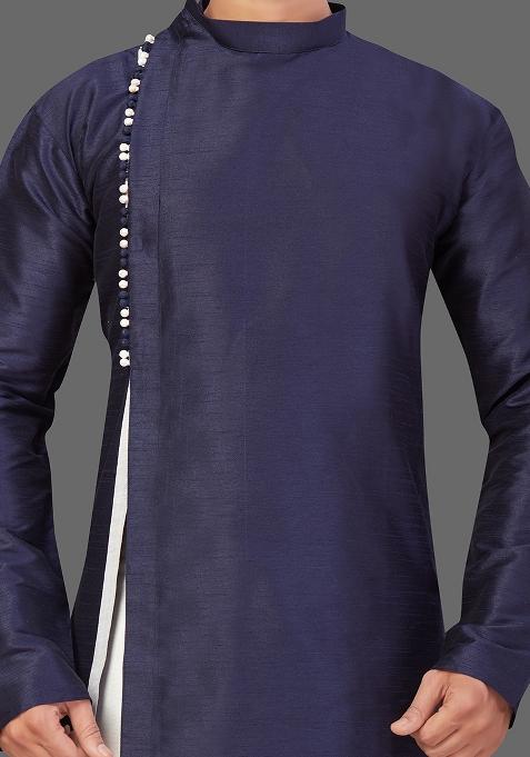 White Solid White Kurta Set For Men