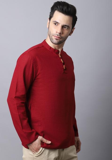 Black Solid Linen Blend Nehru Jacket For Men