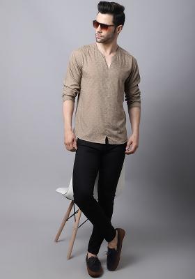 Grey Solid Cotton Nehru Jacket For Men