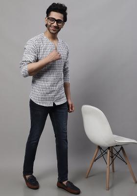 Multicolor Solid Cotton Kurta For Men