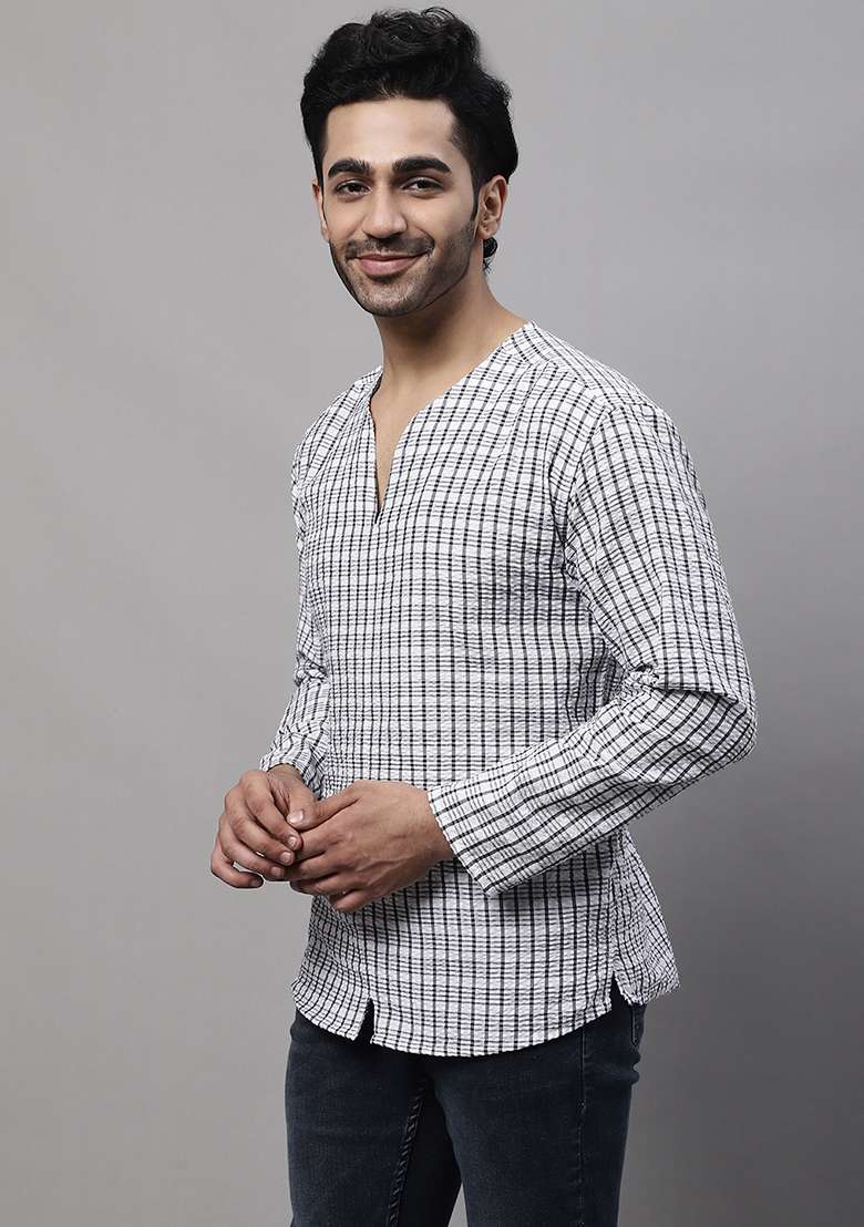 Multicolor Solid Cotton Kurta For Men - Indya