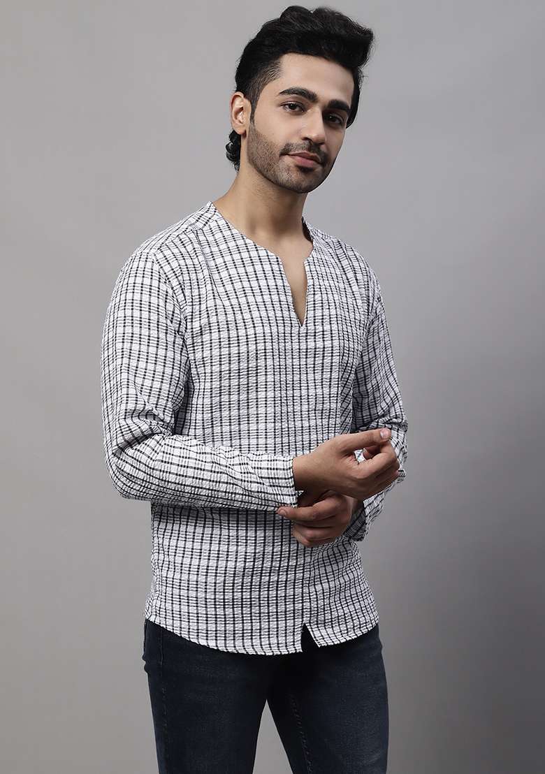 Multicolor Solid Cotton Kurta For Men - Indya