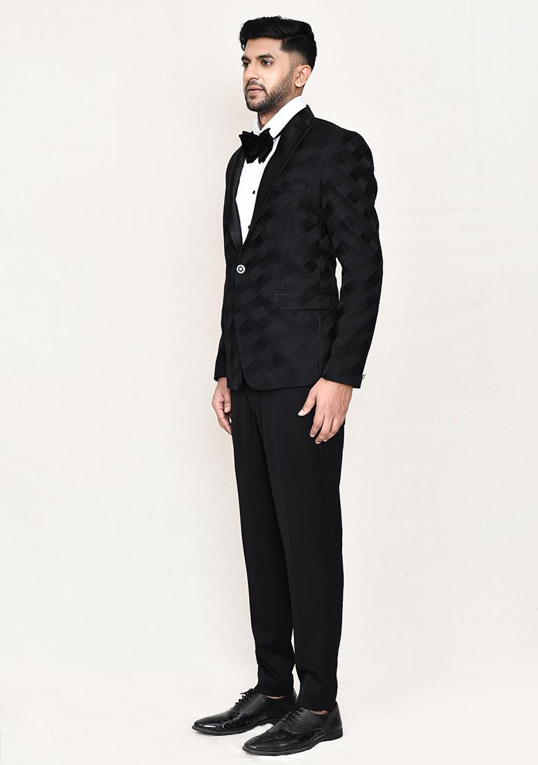 Purple Jacquard Jacquard Silk Suit Set For Men