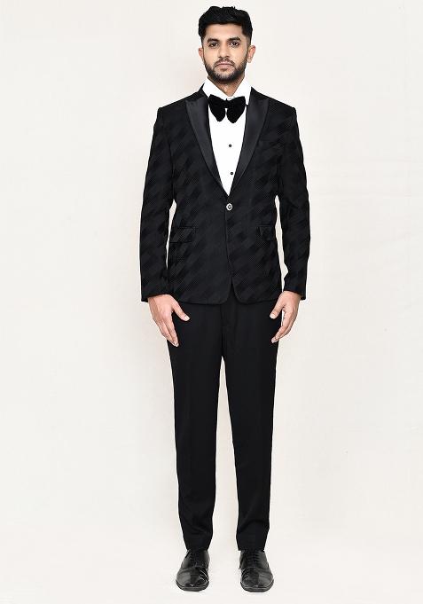 Purple Jacquard Jacquard Silk Suit Set For Men