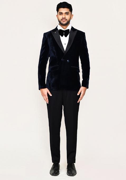 Black Plain Polyester Suit Set For Men