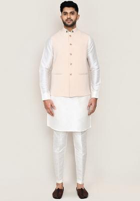 Multi Colour Printed Poly Blend Nehru Jacket  For Men