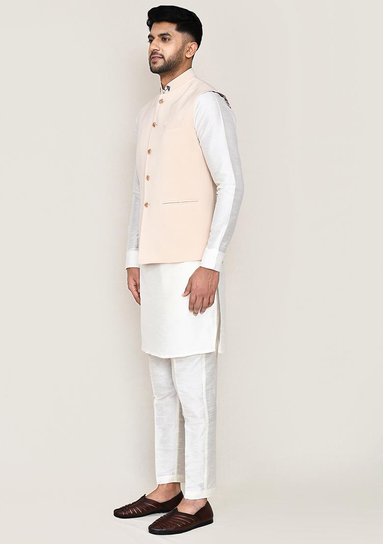 Multi Colour Printed Poly Blend Nehru Jacket  For Men