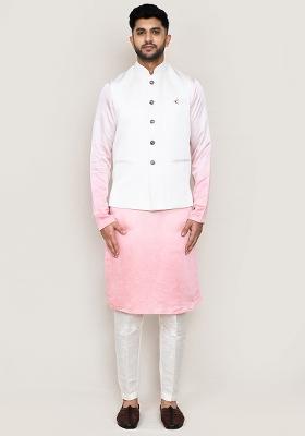White Plain  Cotton Nehru Jacket  For Men
