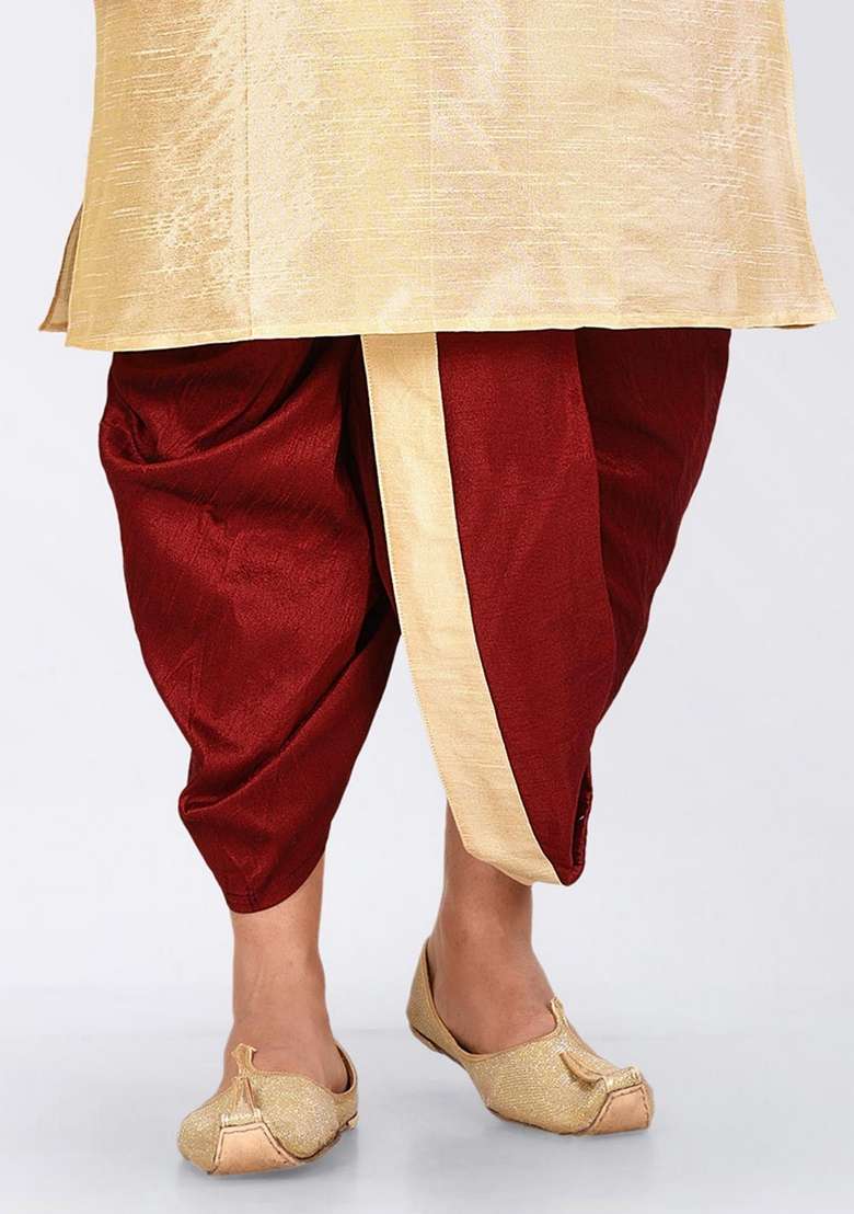 Peach Solid Art Silk Blend Nehru Jackets Set For Men - Indya