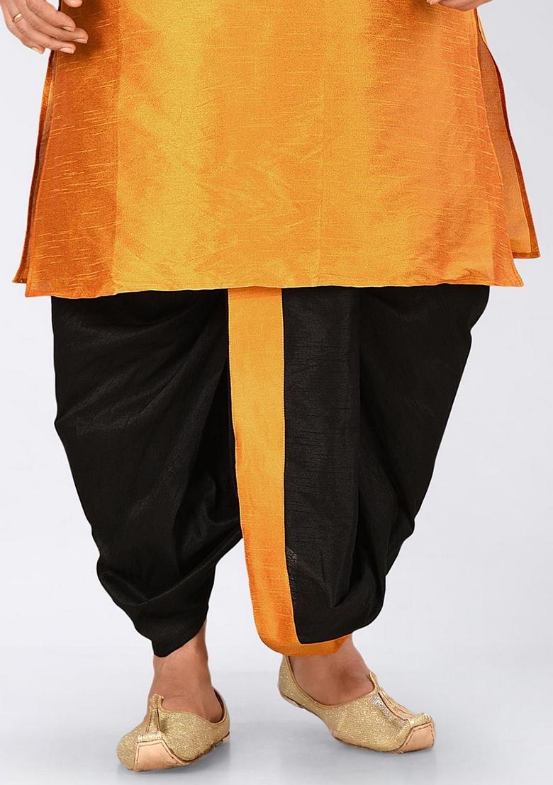 Mustard Yellow Solid Art Silk Nehru Jackets Set For Men - Indya