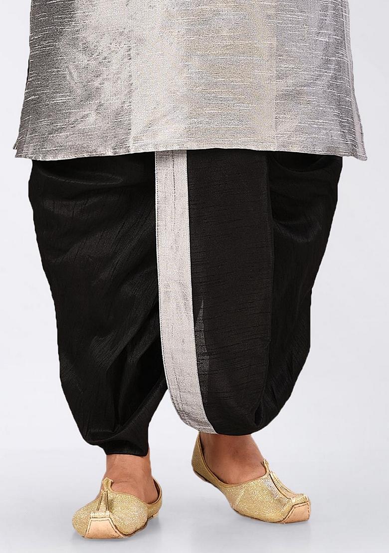 Grey Solid Art Silk Nehru Jackets Set For Men - Indya