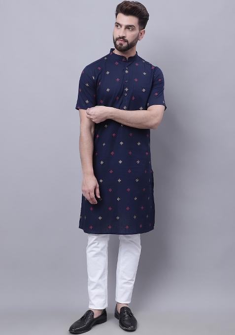 Yellow Plain Pure Cotton Kurta For Men