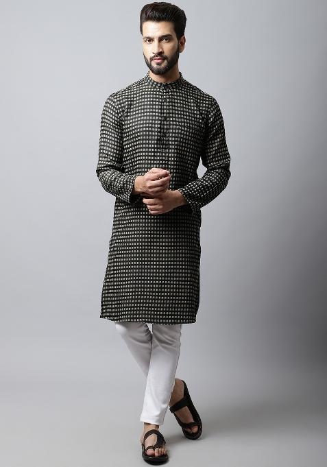Brown Plain Pure Cotton Kurta For Men