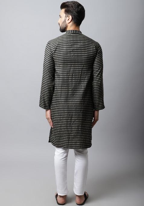 Brown Plain Pure Cotton Kurta For Men