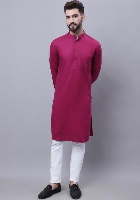 Wine Plain Pure Cotton Kurta For Men