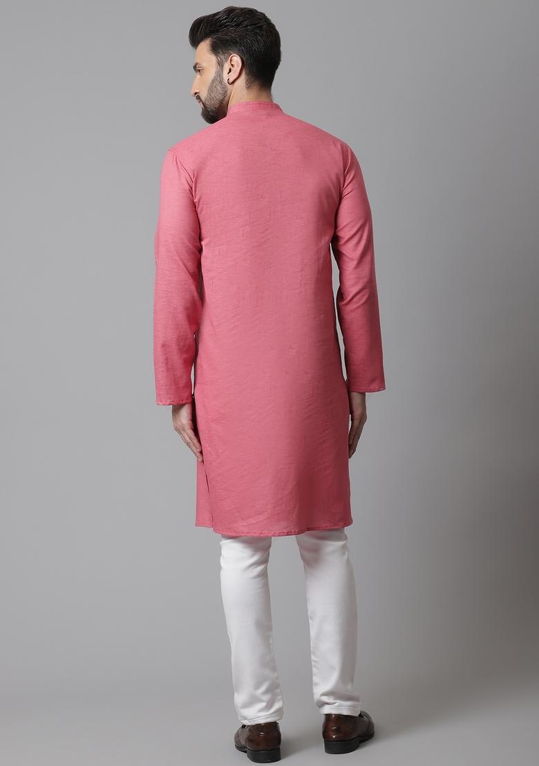 Rust Brown Plain Pure Cotton Kurta For Men