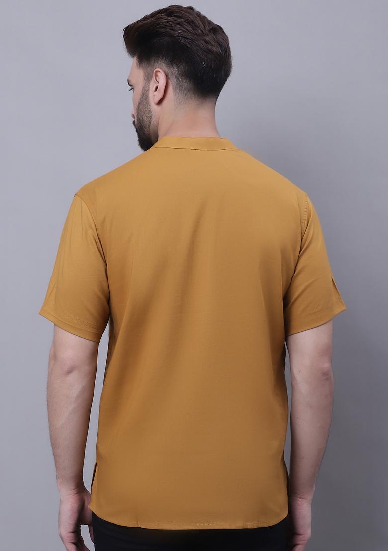 Brown Plain Pure Cotton Kurta For Men - Indya