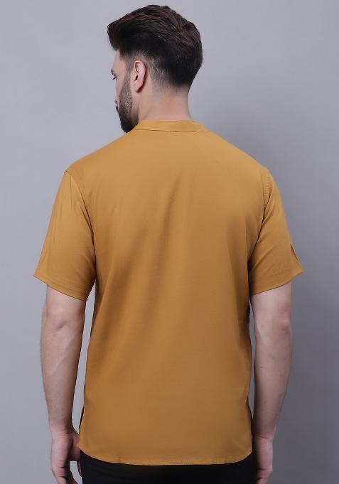 Brown Plain Pure Cotton Kurta For Men