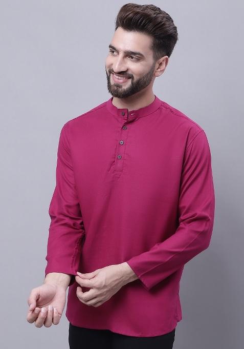 Wine Plain Pure Cotton Kurta For Men