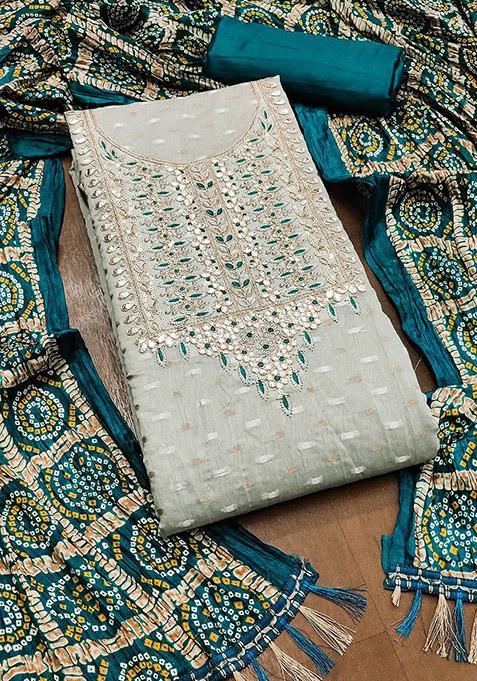 Grey Embroidered Poly Blend Kurta Set