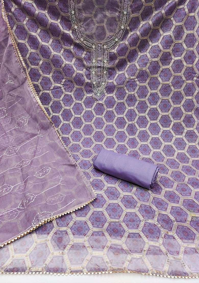 Blue Embellished Organza Kurta Set - Indya