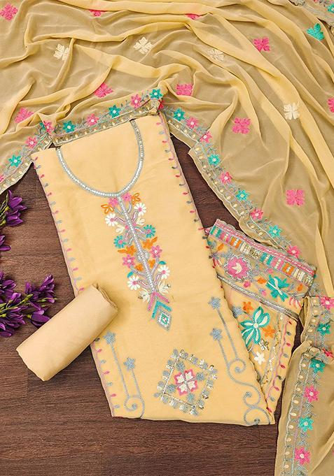 Beige Embroidered Poly Blend Kurta Set
