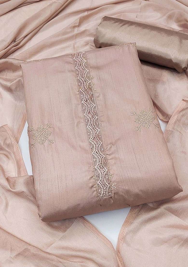 Peach Embroidered Poly Blend Kurta Set - Indya