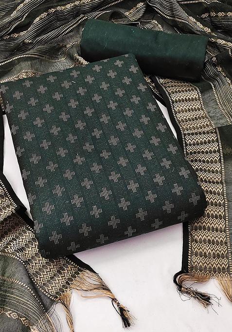 Green Jacquard Cotton Straight Kurta Set