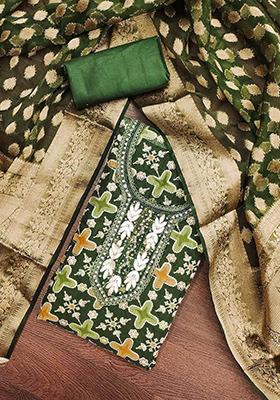 Green Embellished Poly Blend Kurta Set