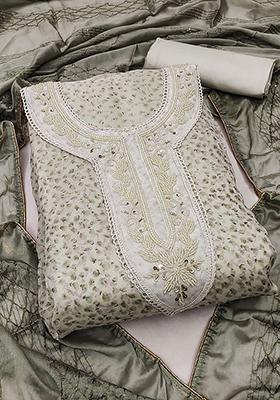 Sea Green Floral Print Poly Blend Kurta Set