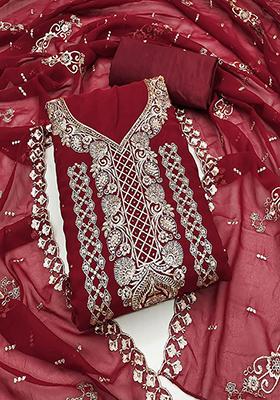 Maroon Ethnic Motifs Printed Cotton Kurta Set
