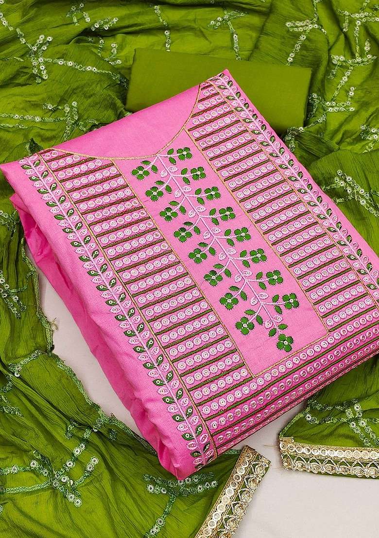Pink Embroidered Poly Blend Kurta Set - Indya