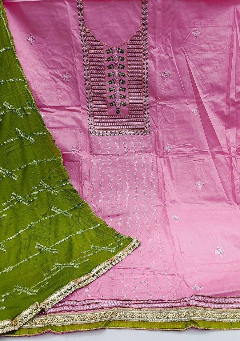 Pink Embroidered Poly Blend Kurta Set - Indya