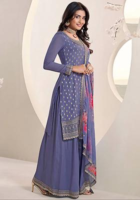 Violet Zari Sequin Embroidered Viscose Chinon Kurta Set