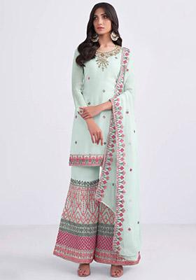 Lavender Embroidered Georgette Kurta Set