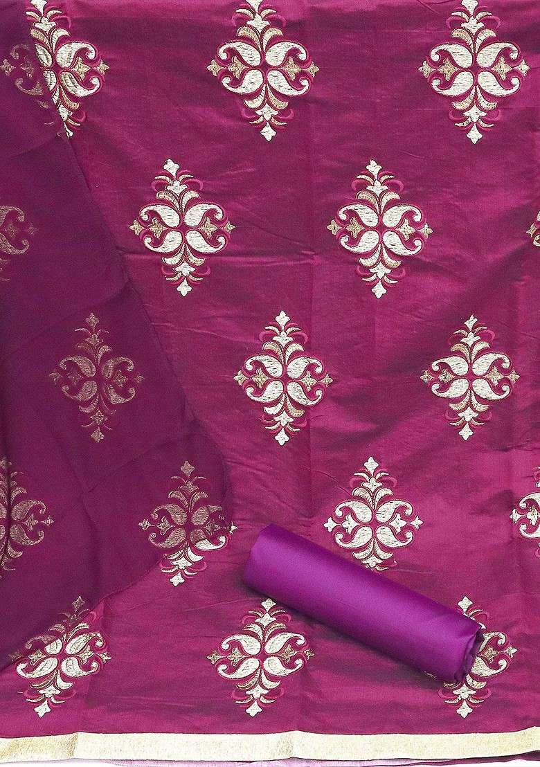 Violet Embroidered Blended Punjabi Suit - Indya