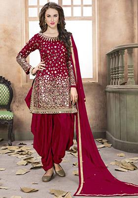 Maroon Mirror Silk Kurta Set