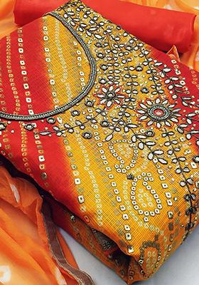 Yellow Floral Embellished Cotton Kurta Set