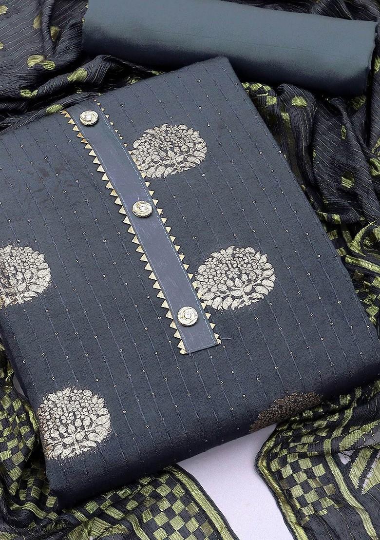 Grey Solid Pure Cotton Kurta Set