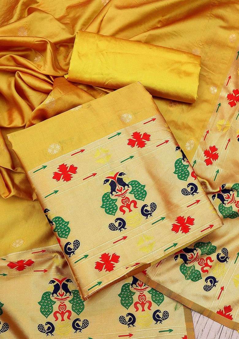 Yellow Printed Blended Straight Kurta Set - Indya